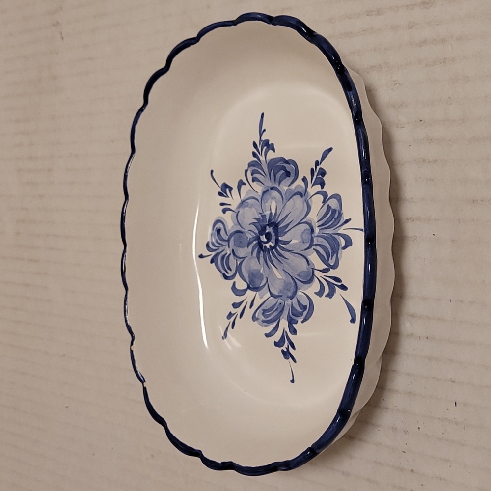 Vintage Trinket / Soap Blue Floral Dish - Picture 7 of 16